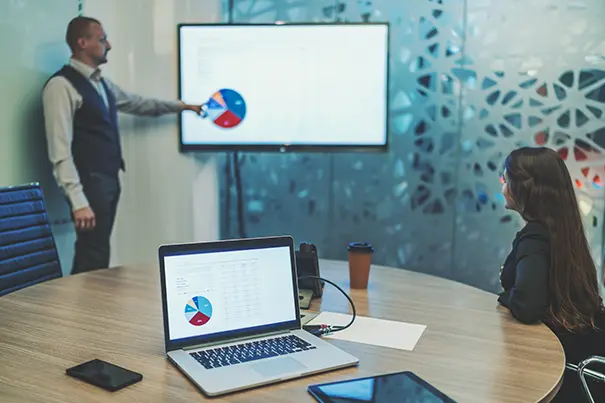 AV signal flow diagram from laptop to display in a board room