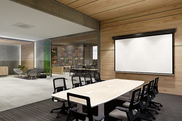 Glass Conferenceroom Wood Acoustic Panels
